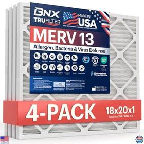 Bn-m13s-18x20x1-4pp Visit The Bnx Store 18x20x1 Merv 13 Air Filters 4-pack - Electrostatic Pleated For Allergies