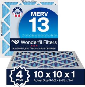 Af10x10x1m13p4 Wonderfil 10x10x1 Merv 13 Air Filter 4-pack Filters Pleated Hvac Design