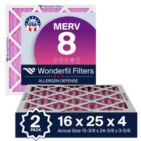 Af16x25x4m8 Wonderfil 16x25x4 Merv 8 Air Filter For Hvac Ac And Furnace Systems Filters