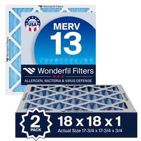 Af18x18x1m13 Wonderfil 18x18x1 Merv 13 Air Filter For Hvac Ac And Furnace Systems Filters