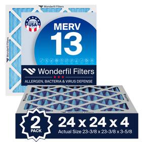 Af24x24x4m13 Wonderfil 24x24x4 Merv 13 Air Filter For Hvac Ac And Furnace Systems Filters