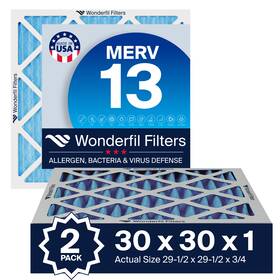 Af30x30x1m13 Wonderfil 30x30x1 Merv 13 Air Filter For Hvac Ac And Furnace Systems Filters