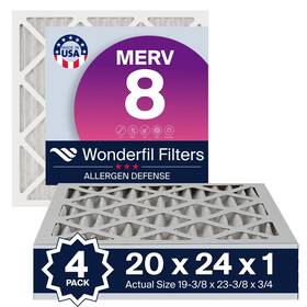 Wonderfil Filters 810183777589 20x24x1 Merv 8 Air Filter 4-pack Pleated Hvac Design