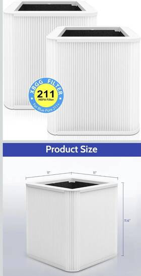 Xbgg X0045n6337 211 Hepa Carbon Odor Filter Replacement For Blue Pure 2-pack