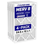 Filter King 24.5X12X1 Air 4-PACK Merv 8 Actual Size .75". Fixed Price $66.56.