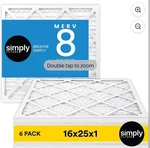 ( Pack ) Simply 16X25X1 Merv 8 Pleated Furnace Air Filters.. Fixed Price $35.99.