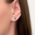 Custom Cut Kite Shape Emerald Stud Earrings Minimalist Geometric 14K White Gold. Fixed Price $844.00.