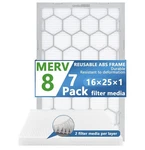 16X25X1 Merv 8 Air Filterac Furnace Filterreusable Abs Plastic Frame 7 Pack. Fixed Price $34.85.