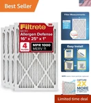 16X25X1 Furnace Air Filter, Merv 11, Mpr 1000, Micro Allergen Defense, 3- .... Fixed Price $83.79.