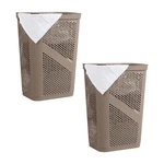Laundry Hamper 60L Slim Ventilated Plastic Lid Set Of 2 Tan Mind Reader Clothes. Fixed Price $104.99.