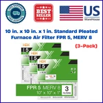 10 X In. Standard Pleated Furnace Air Filter Fpr 5, Merv 8 (3-PACK). Fixed Price $18.50.