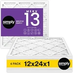 Simply 12X24X1 Air Filter, Merv 13, 6 Pack, For Home Furnace & Hvac - White. Fixed Price $46.51.