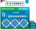 Filterbuy 20X20X1 Air Merv 13 Optimal Smoke & Allergy Defense (4-PACK),. Fixed Price $60.37.