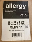 Airx 16X25X5 Filter Merv 11. Fixed Price $10.00.