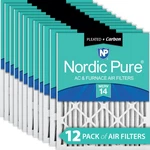 Nordic Pure 18X25X2 Pleated Air Filters Merv 14 Plus Carbon 12 Pack. Fixed Price $309.99.