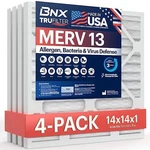 Bnx 14X14X1 Air Filter Merv 13 (4-PACK) Made In Usa High Efficiency New. Fixed Price $35.00.