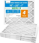 4 Pack 16X20X1 Merv 8 Air Filter Electrostatic Pleated Furnace. Fixed Price $21.99.