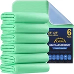 Washable Underpads 6 Pack 24 Heavy Absorbency Waterproof Green Extra Nursing. Fixed Price $51.99.