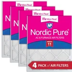 16X25X1 (15 1/2X24 1/2) Nordic Pure Tru Mini Pleat Merv 11 Air Filters Pack. Fixed Price $48.99.