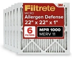 New 6-PACK 3M Filtrete 22X22X1 Air Filter, Mpr 1000, Merv 11. Fixed Price $29.99.