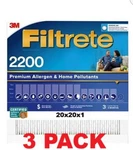 3-PACK 3M Filtrete Mrp 2200 20X1 Premium Allergen Air Filter 1003108. Fixed Price $39.95.