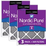 16X25X1 (15 1/2X24 1/2) Furnace Air Filters Merv 8 Pleated Plus Carbon 3 Pack. Fixed Price $53.99.