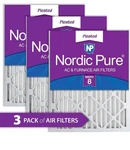 Nordic Pure 14 X 20IN. Dust Reduction Pleated Merv 8 Air Filter 3PK. Fixed Price $24.99.