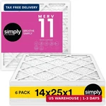 Simply 14X25X1 Air Filter, Merv 11, 6 Pack, For Home Furnace & Hvac (actual. Fixed Price $81.50.