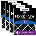20X20X1 (19 1/2X19 1/2) Pure Carbon Odor Reduction Furnace Air Filters 4 Pack. Fixed Price $59.99.