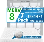 Olitair 14X14X1 Merv 8 & Furnace Reusable Abs Plastic - Frame 7 Filters. Fixed Price $27.99.