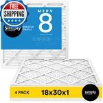 Simply 18X30X1 Air Filter Merv 4 Pack For Home Furnace Hvac Actual Size. Fixed Price $84.77.