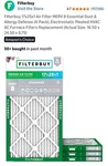 Filterbuy 17X25X1 Air Merv 8 (actual Size: 16.50 24.50 0.75) Qty 3. Fixed Price $20.00.