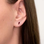 Custom Cut Kite Shape Ruby Stud Earrings Minimalist Geometric 14K White Gold. Fixed Price $844.00.