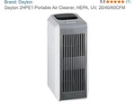 Dayton 2HPE1A Air Purifier With Hepa Filter New In Box. Fixed Price $75.00.