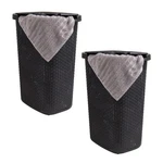 Mind Reader 60L Plastic Laundry Hamper Black Set Of 2 Slim With Lid Wicker Style. Fixed Price $68.66.