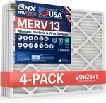 Trufilter 20X25X1 Air Merv 13 (4-PACK) Made In Usa Electrostatic Plea. Fixed Price $62.30.