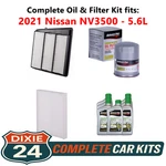 2021 Nissan NV3500 5.6L Complete Air, Oil & Cabin Filter Kit (0W-20). Fixed Price $112.95.