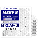 Filter King 12X12X1 Air 12-PACK Merv 8 Actual Size 11.5 .75". Fixed Price $58.20.