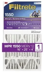 3M Filtrete 1550 Pleated Air Filter Merv 12 Allergen Bacteria Virus 20X25X4. Fixed Price $13.99.