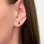 Custom Cut Kite Shape Sapphire Stud Earrings Minimalist Geometric 14K White Gold. Fixed Price $844.00.