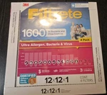 4PK Filtrete 1600 Mpr Ultra Allergen Bacteria & Virus Furnace/ac Filter 12X12X1. Fixed Price $15.00.