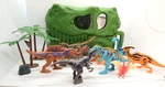 Dinosaur Playset With Green Handled Hinged T-rex Storage Case Fun For Lover. Fixed Price $22.00.