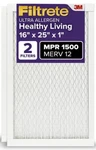 Filtrete 16X25X1 Furnace Air Filter, 2-PACK, Merv 12, Mpr 1500, Pleated 1-IN. Fixed Price $15.00.