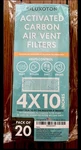 Activated Carbon Air Vent Filters For HOME-20 Pieces 4" 10" Floor Luxoton. Fixed Price $9.99.