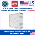 16 X 20 Standard Pleated Air Fpr 5, 12-PACK, Filters Replacement. Fixed Price $54.71.