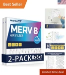 High-efficiency 8X8X1 Merv Air Filters Eco-friendly 2 Pack For Hvac Systems. Fixed Price $13.49.