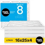 Simply 16X25X4 Air Filter Merv 8, Pack, For Home Furnace & Hvac Actual S.... Fixed Price $106.43.