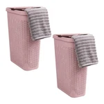 Mind Reader 40L Slim Laundry Hamper, Clothes Basket, Lid, Wicker Design, Plastic. Fixed Price $54.32.