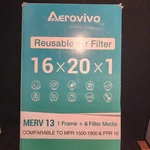 Aerovivo Air Filter Merv 8, 6 Pack Refills With 1 Foldable Abs Frame, Reusable. Fixed Price $25.00.