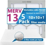 Air Filter Furnace/hvac, 10 X 1, Merv 13 5-PACK W/reusable Abs Frame. Fixed Price $22.91.